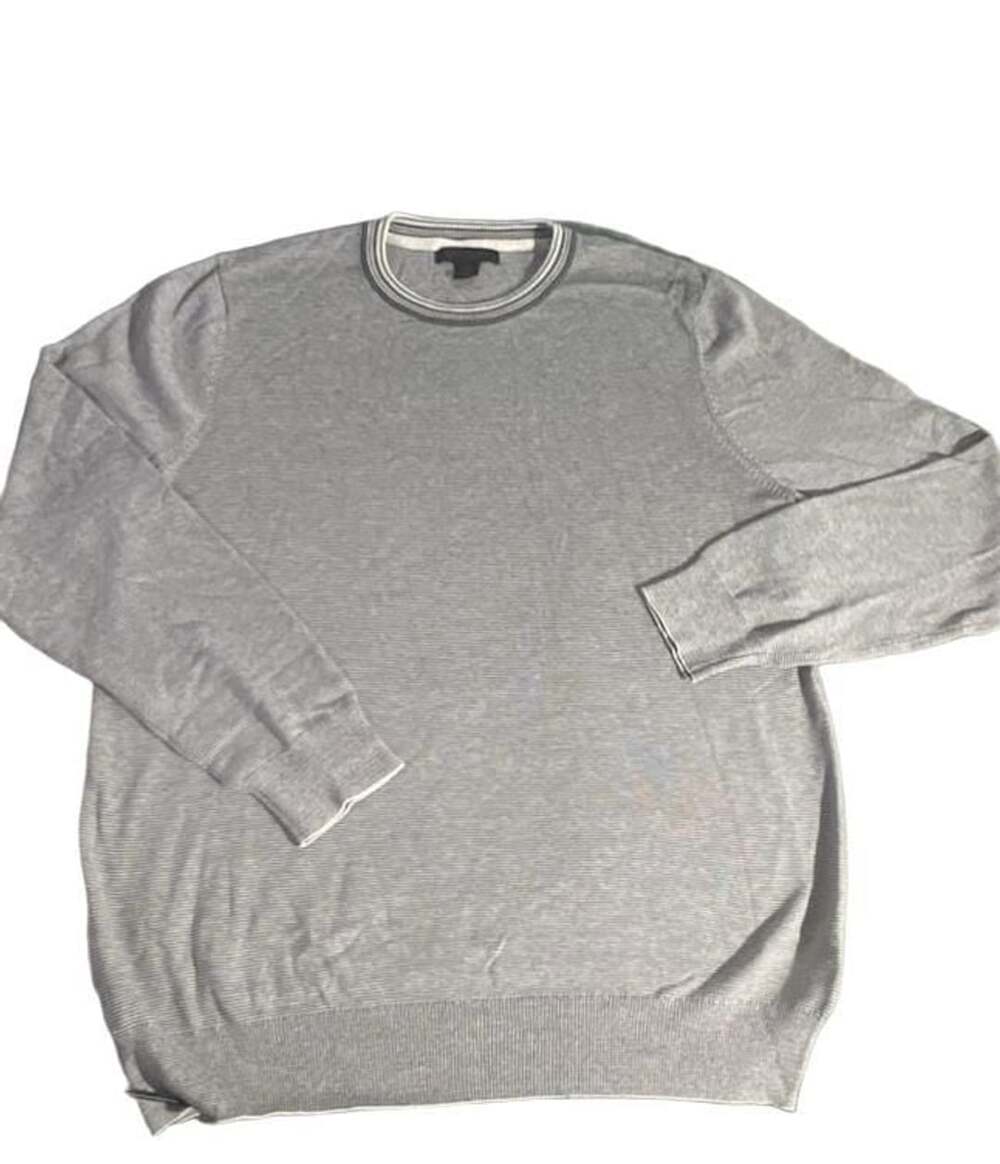Lachlan British Inspired Gray & White Striped Crew Neck Sweater XL